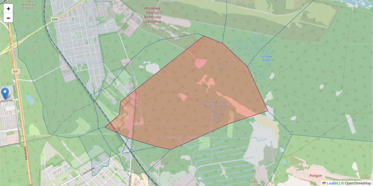 Szczegółowa mapa kodu pocztowego 04-434 z granicami, sąsiednimi kodami pocztowymi i urzędami pocztowymi