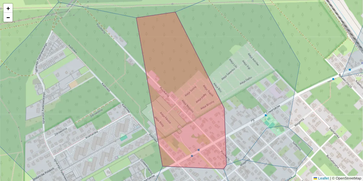 Szczegółowa mapa kodu pocztowego 04-436 z granicami, sąsiednimi kodami pocztowymi i urzędami pocztowymi