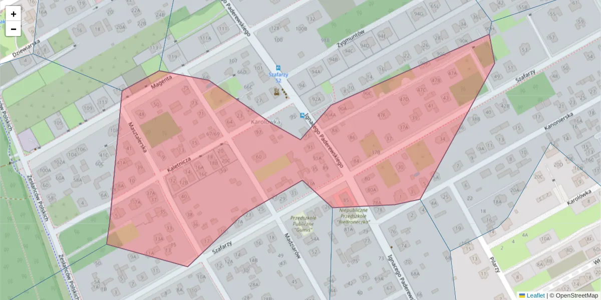 Szczegółowa mapa kodu pocztowego 04-445 z granicami, sąsiednimi kodami pocztowymi i urzędami pocztowymi