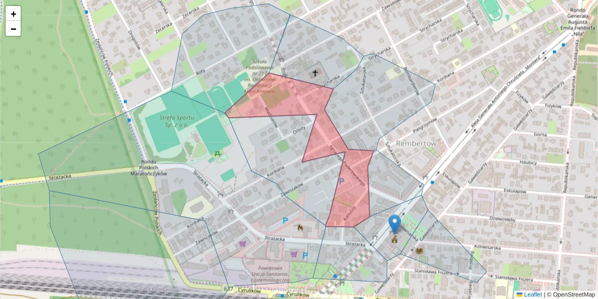 Szczegółowa mapa kodu pocztowego 04-450 z granicami, sąsiednimi kodami pocztowymi i urzędami pocztowymi