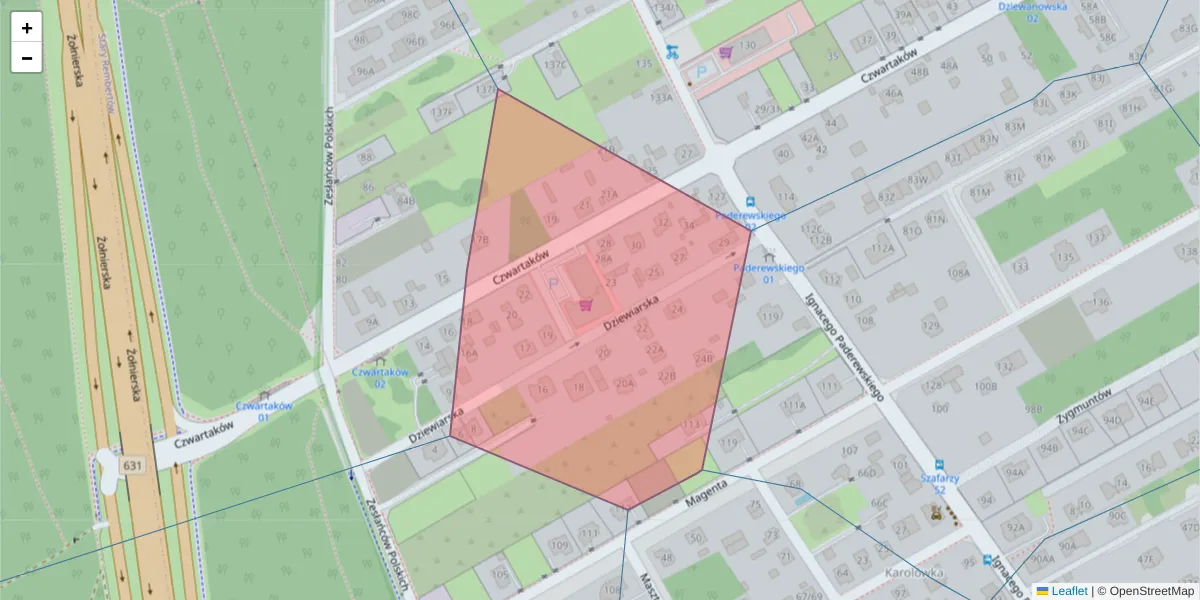 Szczegółowa mapa kodu pocztowego 04-460 z granicami, sąsiednimi kodami pocztowymi i urzędami pocztowymi