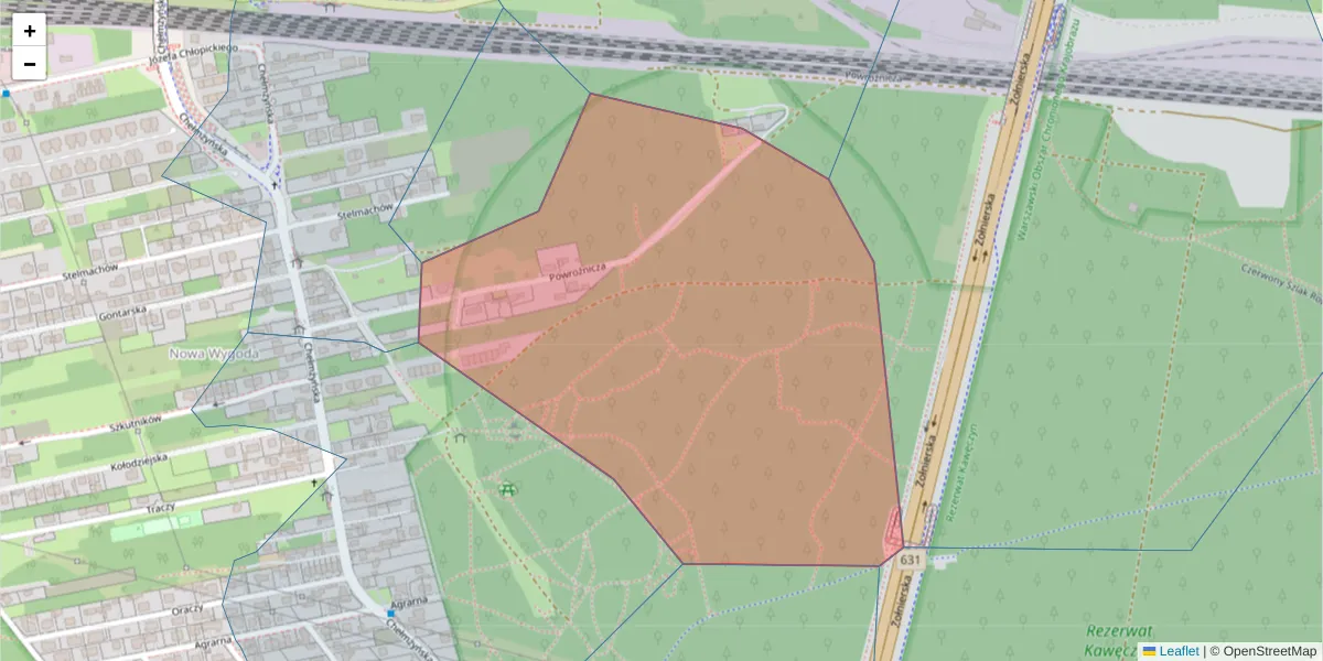 Szczegółowa mapa kodu pocztowego 04-466 z granicami, sąsiednimi kodami pocztowymi i urzędami pocztowymi