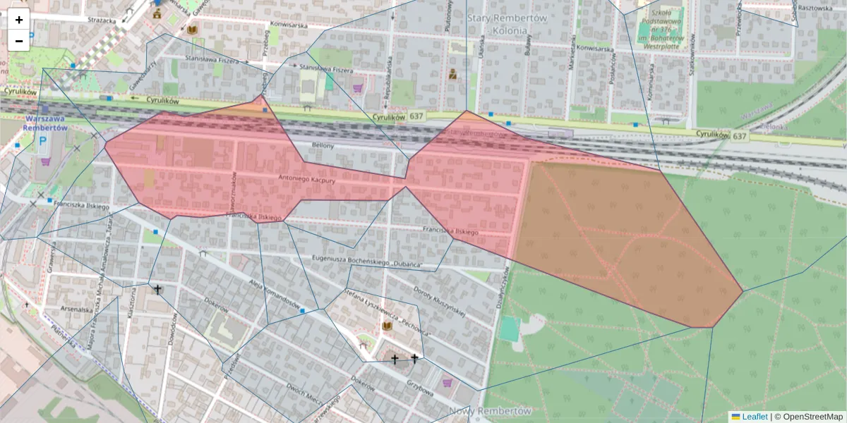 Szczegółowa mapa kodu pocztowego 04-480 z granicami, sąsiednimi kodami pocztowymi i urzędami pocztowymi