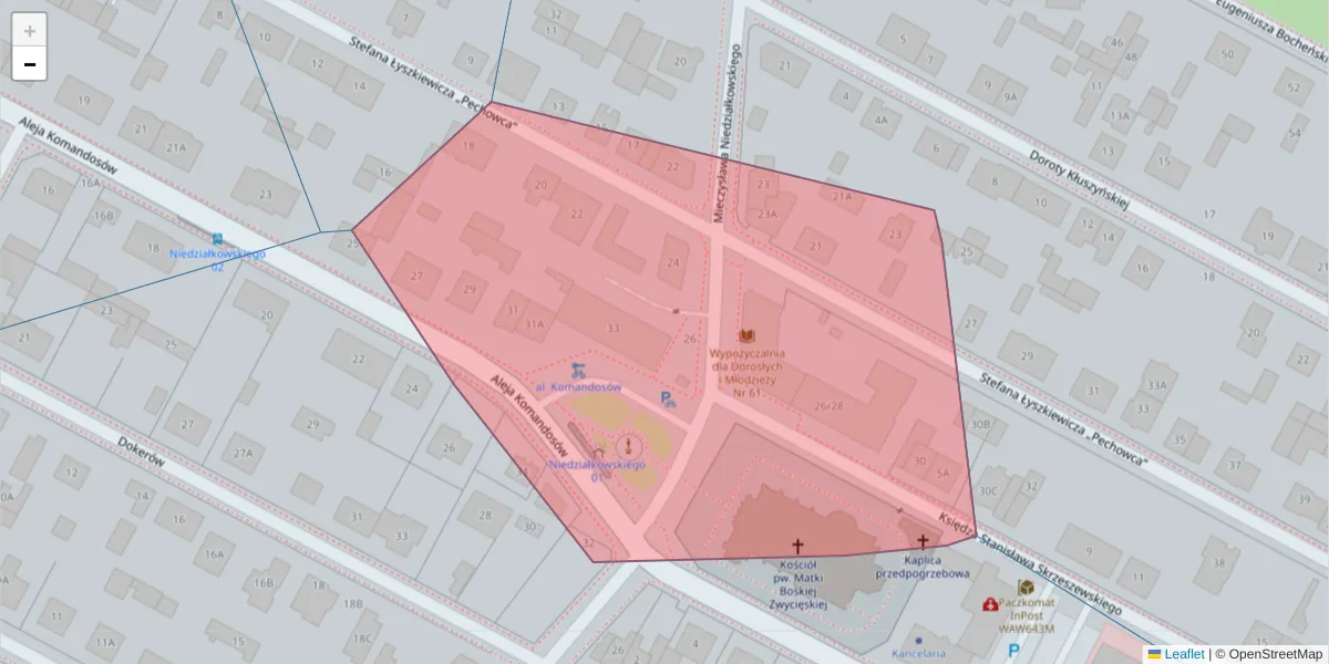 Szczegółowa mapa kodu pocztowego 04-484 z granicami, sąsiednimi kodami pocztowymi i urzędami pocztowymi