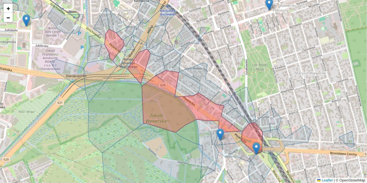 Szczegółowa mapa kodu pocztowego 04-501 z granicami, sąsiednimi kodami pocztowymi i urzędami pocztowymi