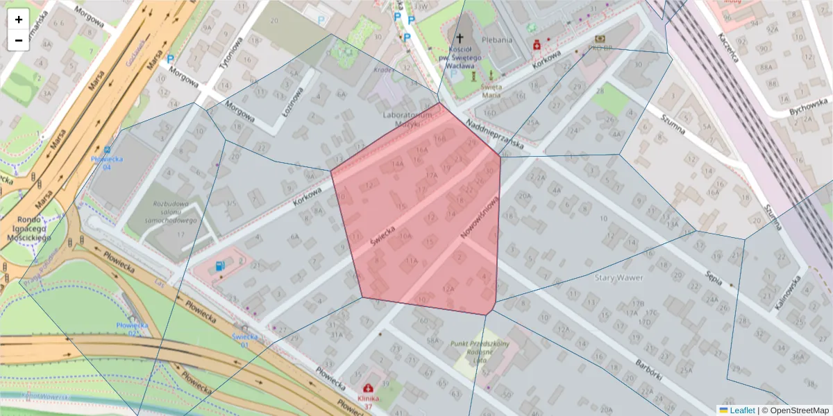 Szczegółowa mapa kodu pocztowego 04-504 z granicami, sąsiednimi kodami pocztowymi i urzędami pocztowymi