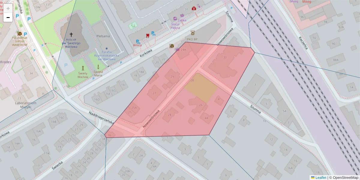 Szczegółowa mapa kodu pocztowego 04-505 z granicami, sąsiednimi kodami pocztowymi i urzędami pocztowymi