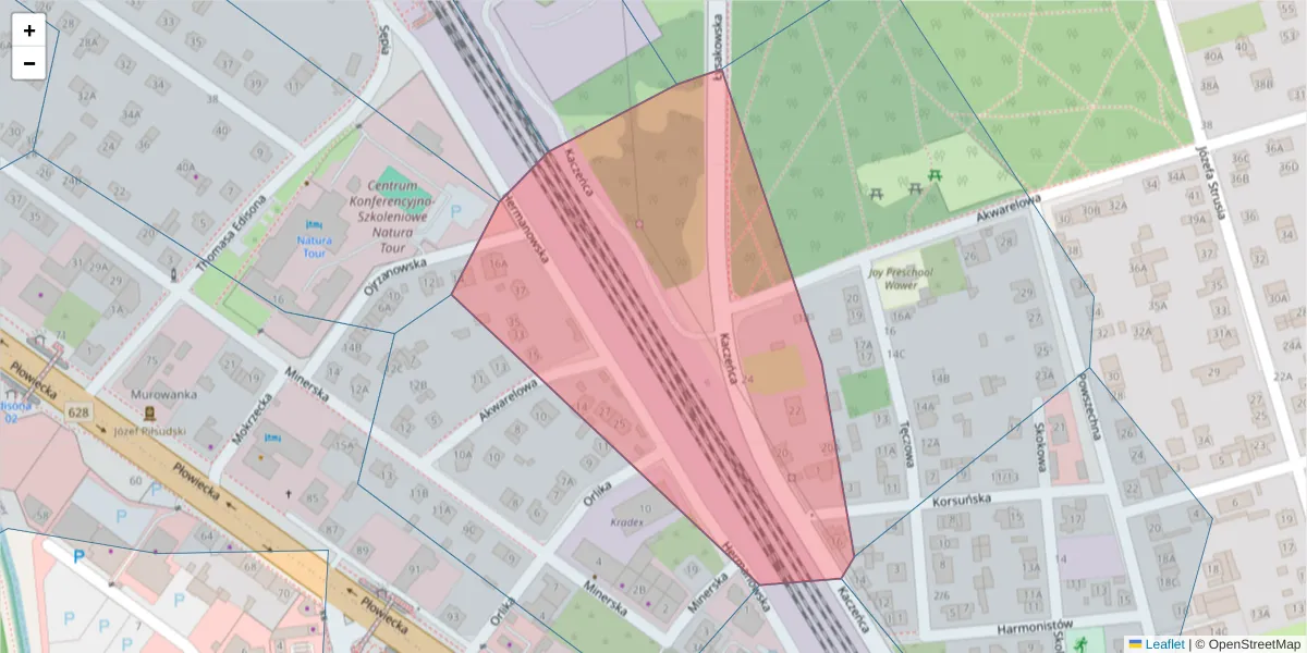 Szczegółowa mapa kodu pocztowego 04-516 z granicami, sąsiednimi kodami pocztowymi i urzędami pocztowymi