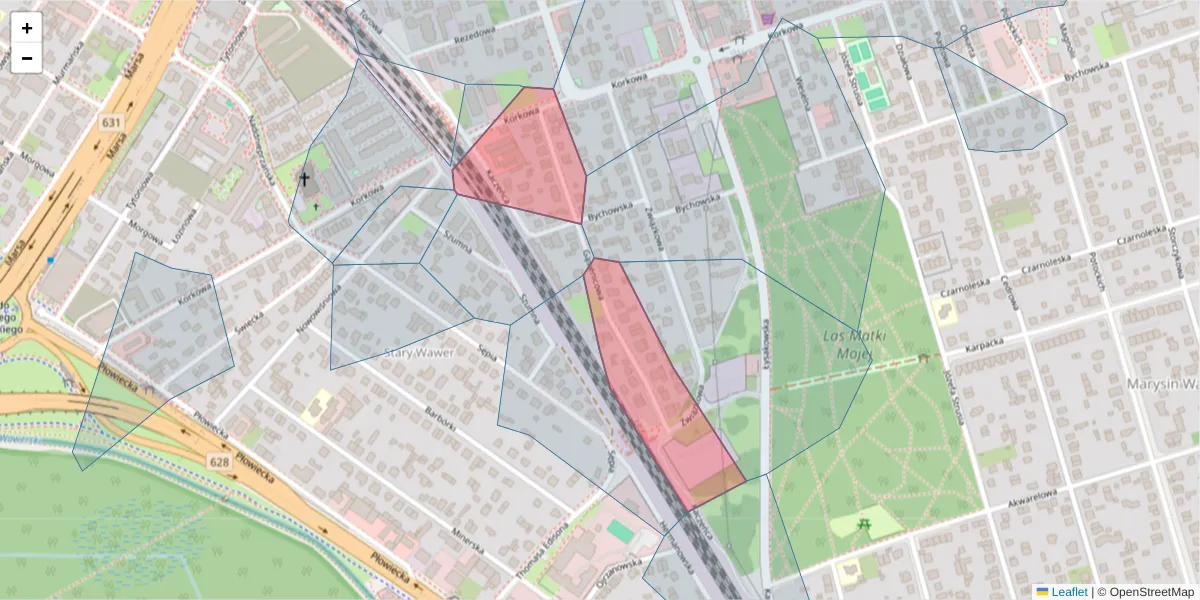 Szczegółowa mapa kodu pocztowego 04-521 z granicami, sąsiednimi kodami pocztowymi i urzędami pocztowymi