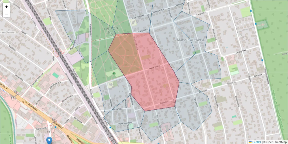Szczegółowa mapa kodu pocztowego 04-532 z granicami, sąsiednimi kodami pocztowymi i urzędami pocztowymi