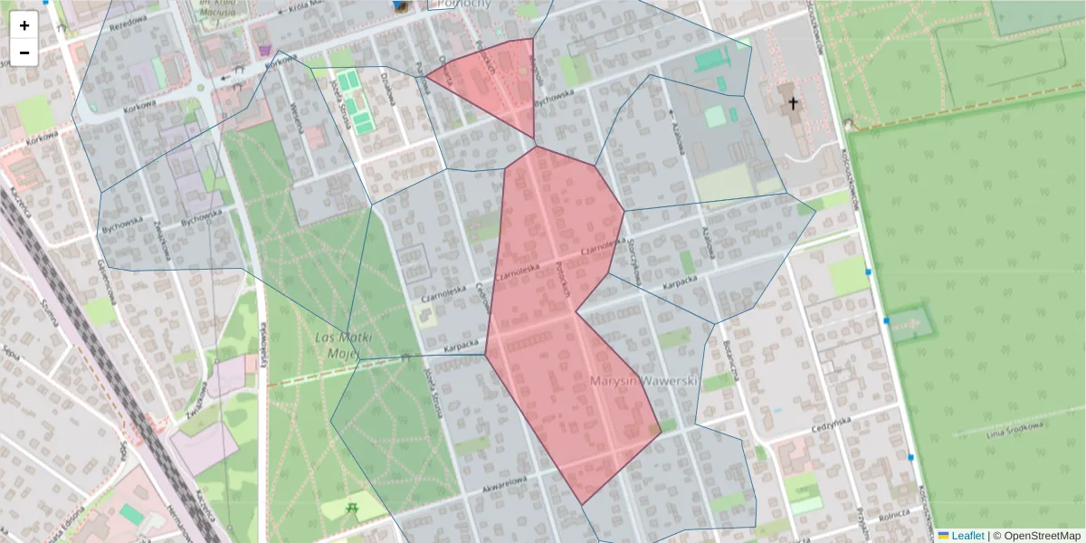 Szczegółowa mapa kodu pocztowego 04-534 z granicami, sąsiednimi kodami pocztowymi i urzędami pocztowymi