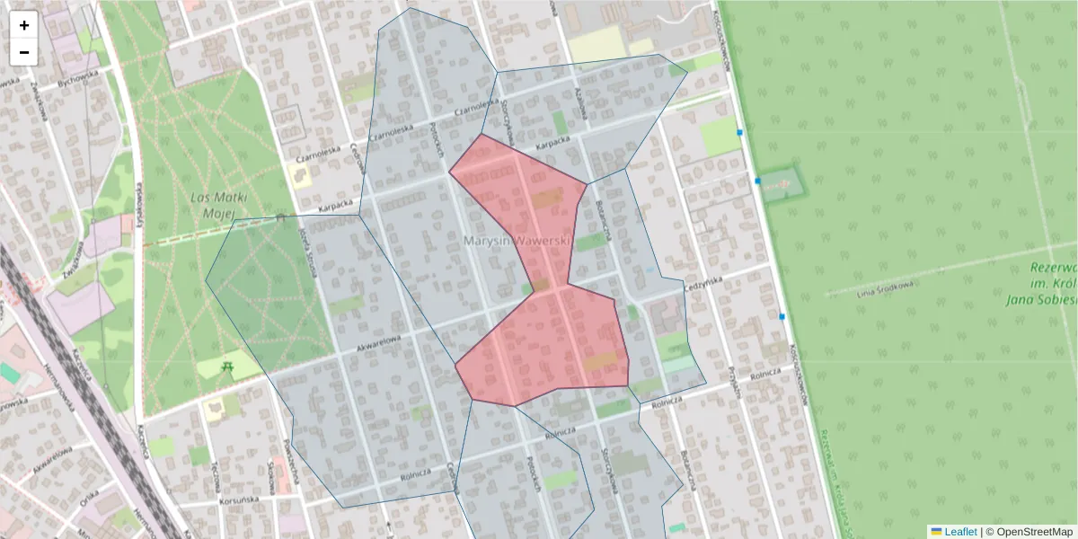 Szczegółowa mapa kodu pocztowego 04-535 z granicami, sąsiednimi kodami pocztowymi i urzędami pocztowymi