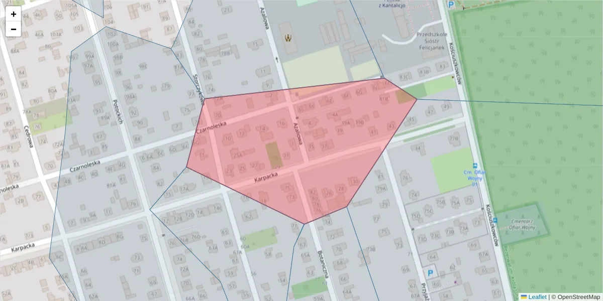 Szczegółowa mapa kodu pocztowego 04-541 z granicami, sąsiednimi kodami pocztowymi i urzędami pocztowymi