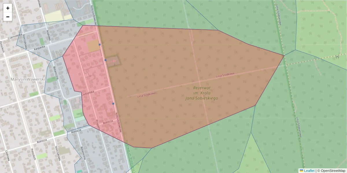 Szczegółowa mapa kodu pocztowego 04-544 z granicami, sąsiednimi kodami pocztowymi i urzędami pocztowymi