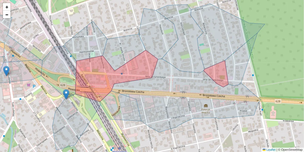 Szczegółowa mapa kodu pocztowego 04-563 z granicami, sąsiednimi kodami pocztowymi i urzędami pocztowymi
