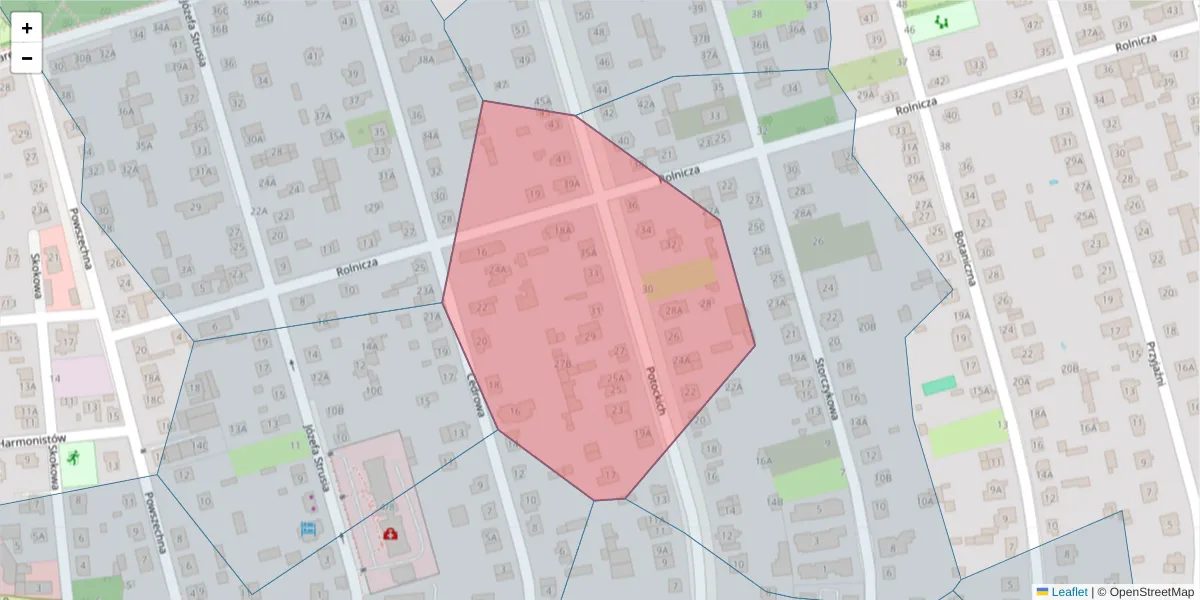 Szczegółowa mapa kodu pocztowego 04-566 z granicami, sąsiednimi kodami pocztowymi i urzędami pocztowymi