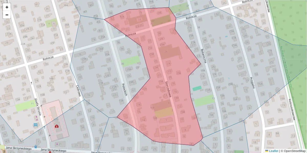 Szczegółowa mapa kodu pocztowego 04-567 z granicami, sąsiednimi kodami pocztowymi i urzędami pocztowymi