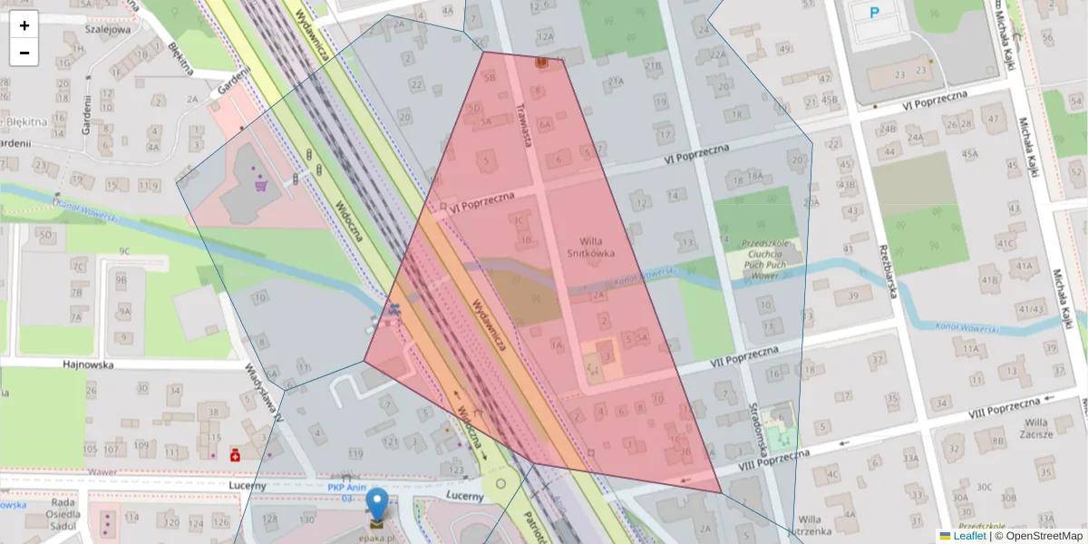 Szczegółowa mapa kodu pocztowego 04-618 z granicami, sąsiednimi kodami pocztowymi i urzędami pocztowymi
