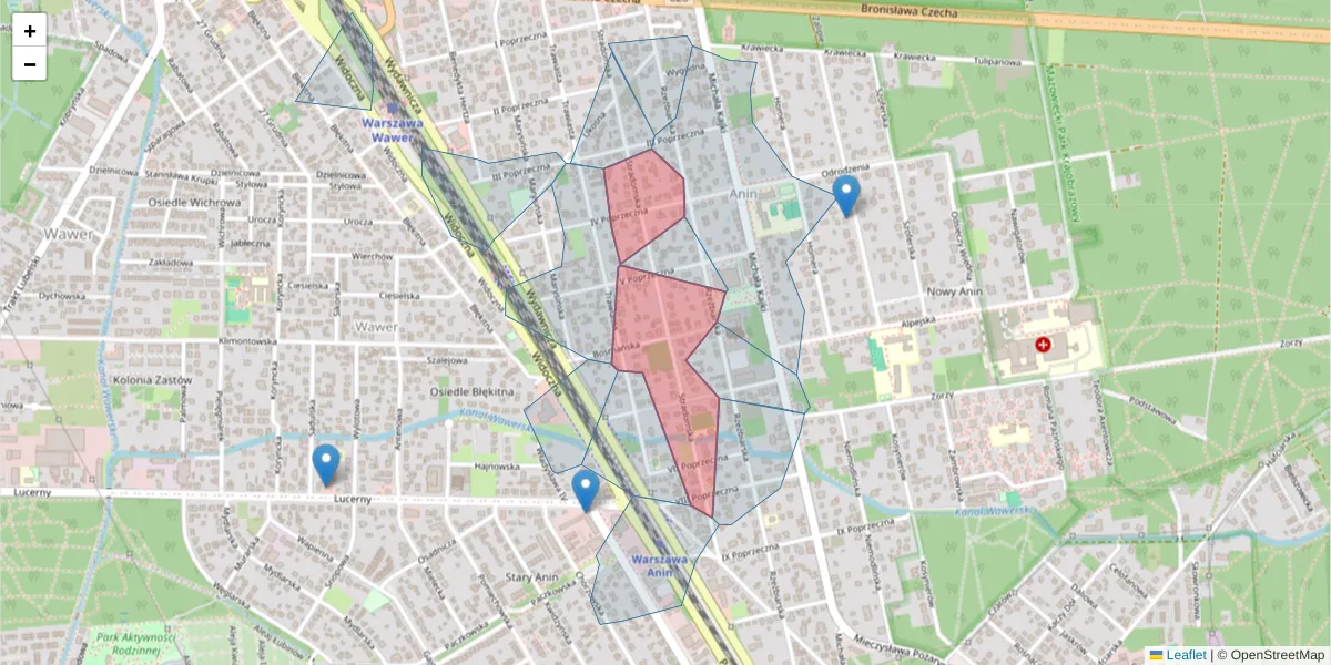 Szczegółowa mapa kodu pocztowego 04-619 z granicami, sąsiednimi kodami pocztowymi i urzędami pocztowymi