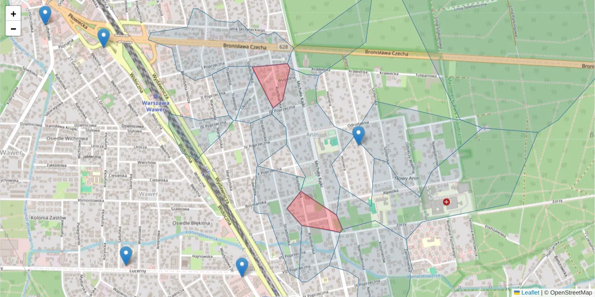Szczegółowa mapa kodu pocztowego 04-620 z granicami, sąsiednimi kodami pocztowymi i urzędami pocztowymi