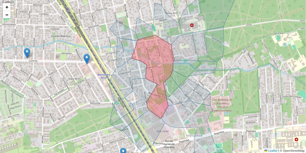 Szczegółowa mapa kodu pocztowego 04-635 z granicami, sąsiednimi kodami pocztowymi i urzędami pocztowymi