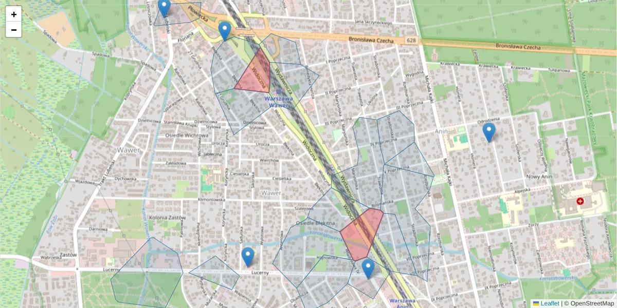 Szczegółowa mapa kodu pocztowego 04-647 z granicami, sąsiednimi kodami pocztowymi i urzędami pocztowymi