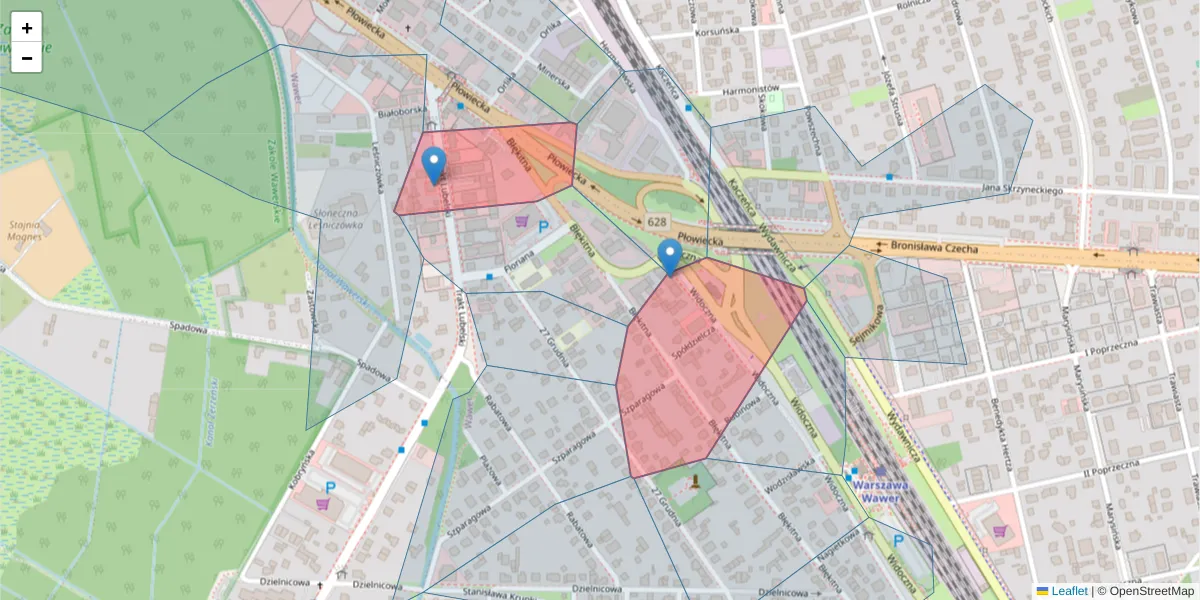 Szczegółowa mapa kodu pocztowego 04-663 z granicami, sąsiednimi kodami pocztowymi i urzędami pocztowymi