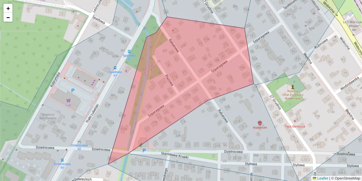 Szczegółowa mapa kodu pocztowego 04-666 z granicami, sąsiednimi kodami pocztowymi i urzędami pocztowymi