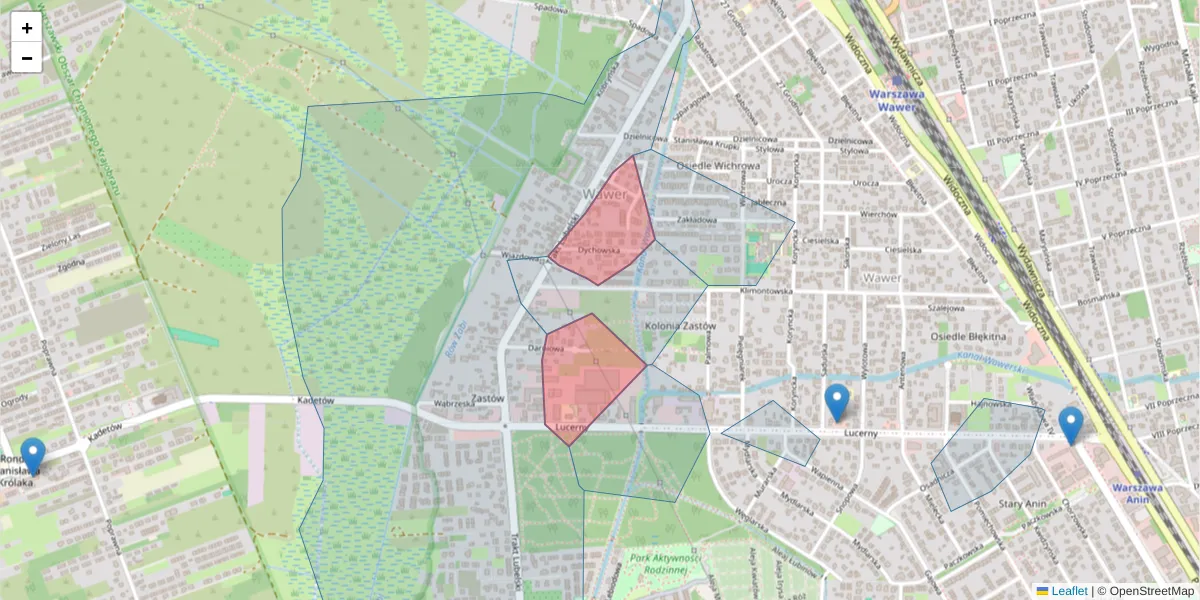Szczegółowa mapa kodu pocztowego 04-671 z granicami, sąsiednimi kodami pocztowymi i urzędami pocztowymi