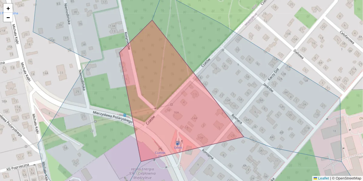 Szczegółowa mapa kodu pocztowego 04-707 z granicami, sąsiednimi kodami pocztowymi i urzędami pocztowymi