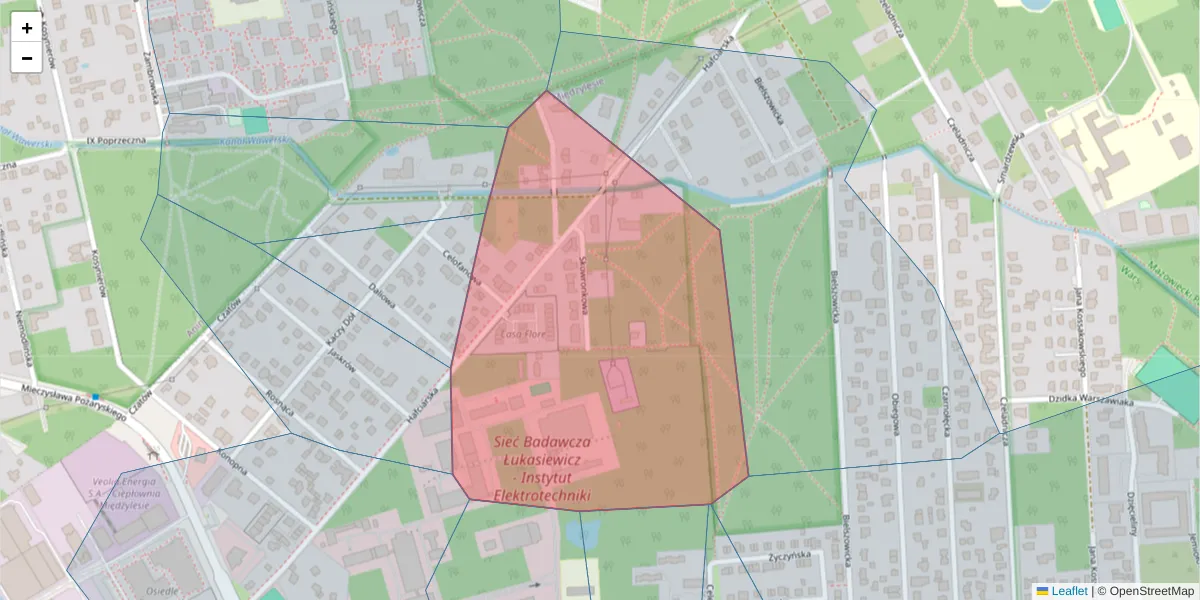 Szczegółowa mapa kodu pocztowego 04-726 z granicami, sąsiednimi kodami pocztowymi i urzędami pocztowymi