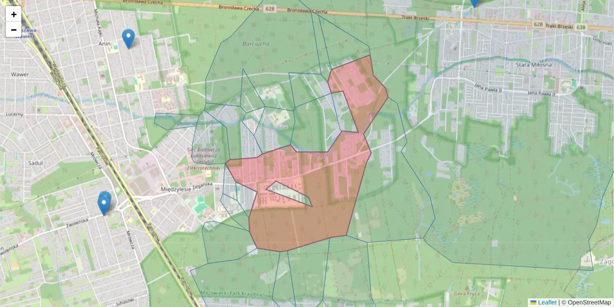 Szczegółowa mapa kodu pocztowego 04-730 z granicami, sąsiednimi kodami pocztowymi i urzędami pocztowymi