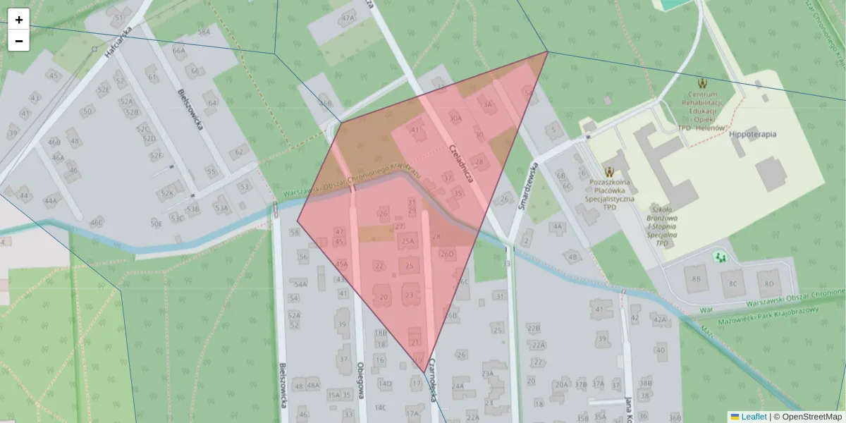 Szczegółowa mapa kodu pocztowego 04-740 z granicami, sąsiednimi kodami pocztowymi i urzędami pocztowymi