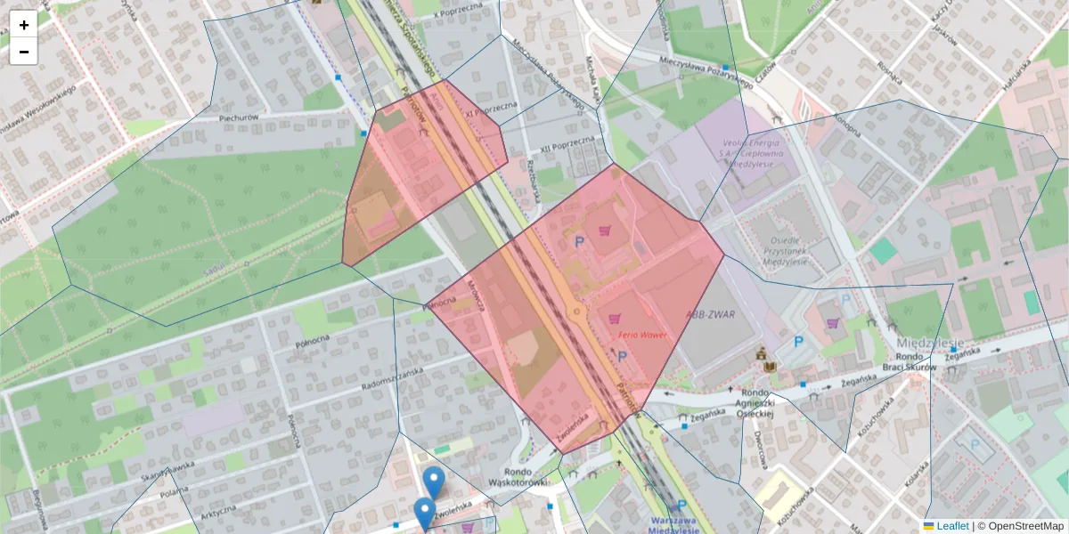 Szczegółowa mapa kodu pocztowego 04-760 z granicami, sąsiednimi kodami pocztowymi i urzędami pocztowymi