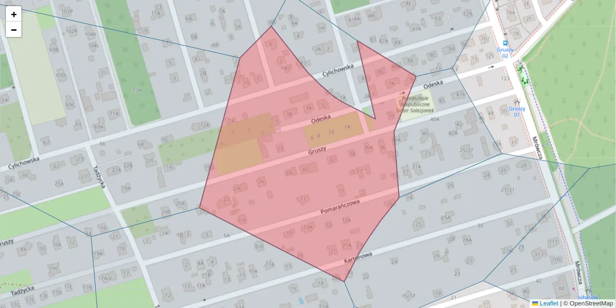 Szczegółowa mapa kodu pocztowego 04-778 z granicami, sąsiednimi kodami pocztowymi i urzędami pocztowymi