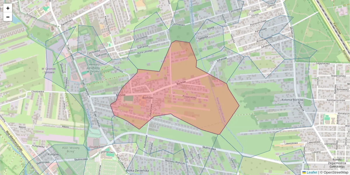 Szczegółowa mapa kodu pocztowego 04-786 z granicami, sąsiednimi kodami pocztowymi i urzędami pocztowymi