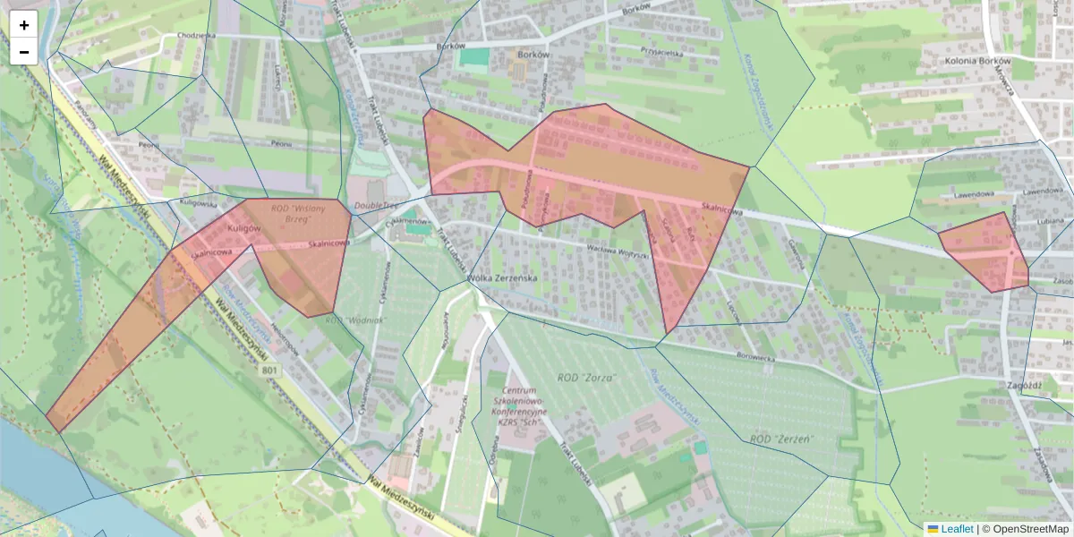 Szczegółowa mapa kodu pocztowego 04-797 z granicami, sąsiednimi kodami pocztowymi i urzędami pocztowymi