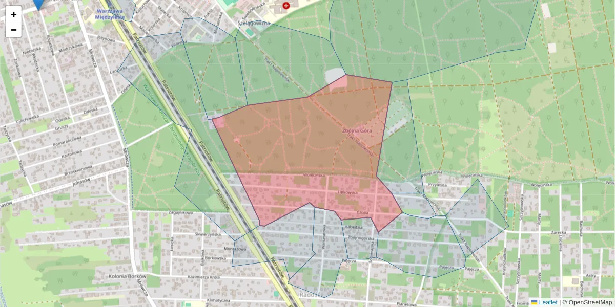 Szczegółowa mapa kodu pocztowego 04-801 z granicami, sąsiednimi kodami pocztowymi i urzędami pocztowymi
