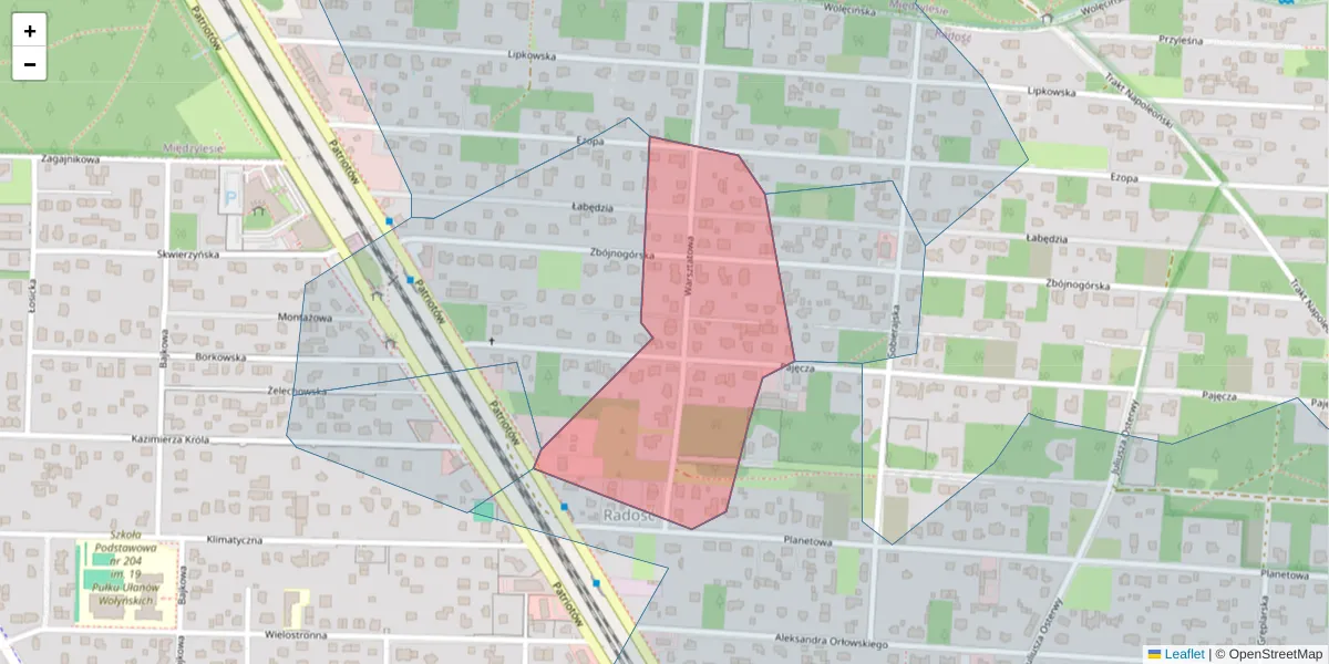 Szczegółowa mapa kodu pocztowego 04-803 z granicami, sąsiednimi kodami pocztowymi i urzędami pocztowymi