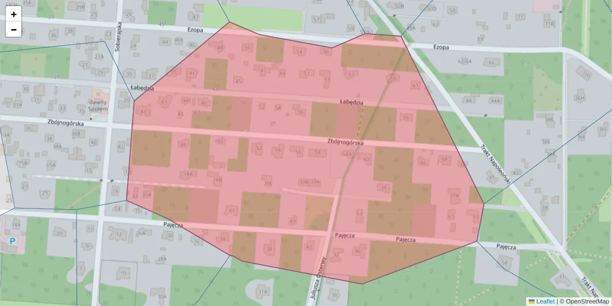 Szczegółowa mapa kodu pocztowego 04-806 z granicami, sąsiednimi kodami pocztowymi i urzędami pocztowymi