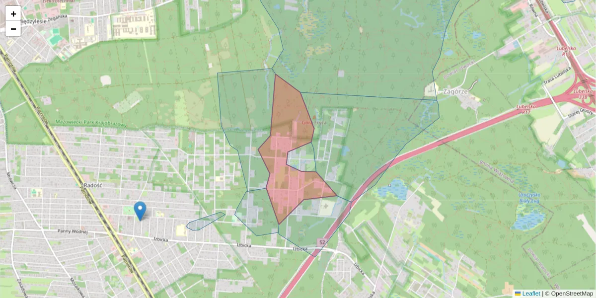 Szczegółowa mapa kodu pocztowego 04-817 z granicami, sąsiednimi kodami pocztowymi i urzędami pocztowymi