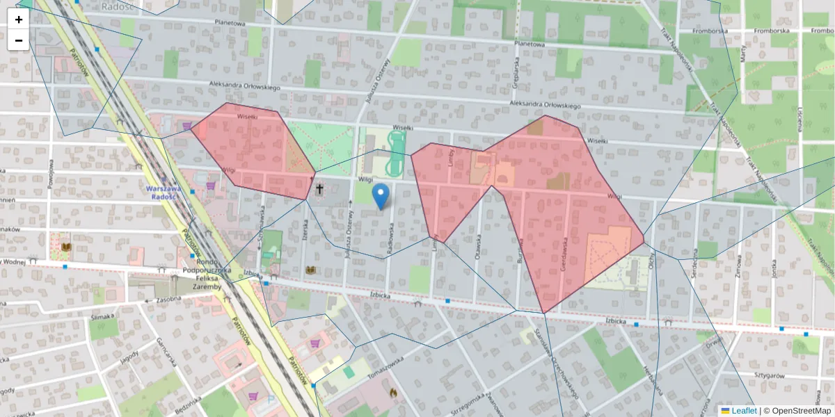 Szczegółowa mapa kodu pocztowego 04-831 z granicami, sąsiednimi kodami pocztowymi i urzędami pocztowymi