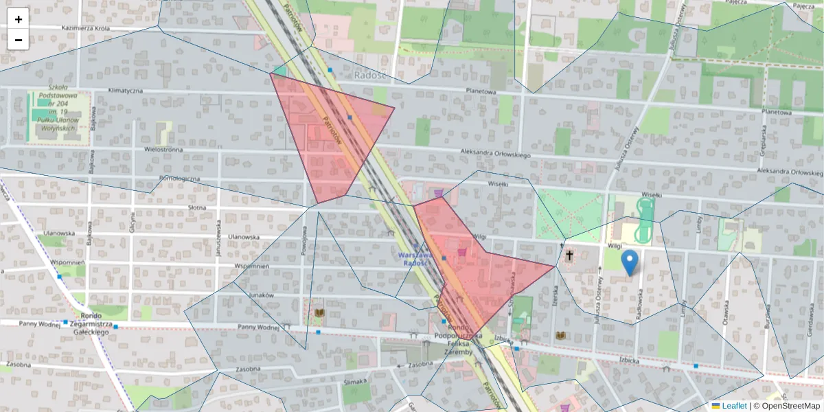Szczegółowa mapa kodu pocztowego 04-832 z granicami, sąsiednimi kodami pocztowymi i urzędami pocztowymi