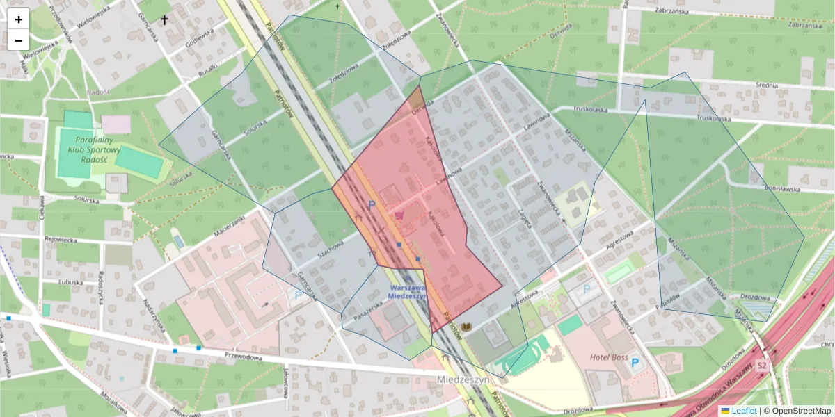 Szczegółowa mapa kodu pocztowego 04-844 z granicami, sąsiednimi kodami pocztowymi i urzędami pocztowymi