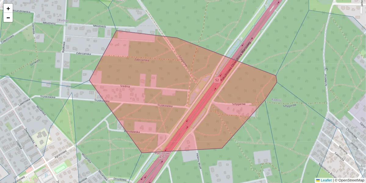 Szczegółowa mapa kodu pocztowego 04-846 z granicami, sąsiednimi kodami pocztowymi i urzędami pocztowymi