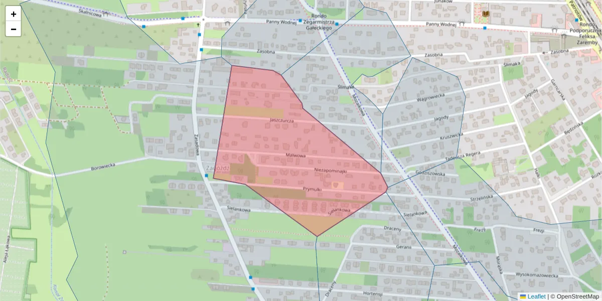 Szczegółowa mapa kodu pocztowego 04-878 z granicami, sąsiednimi kodami pocztowymi i urzędami pocztowymi