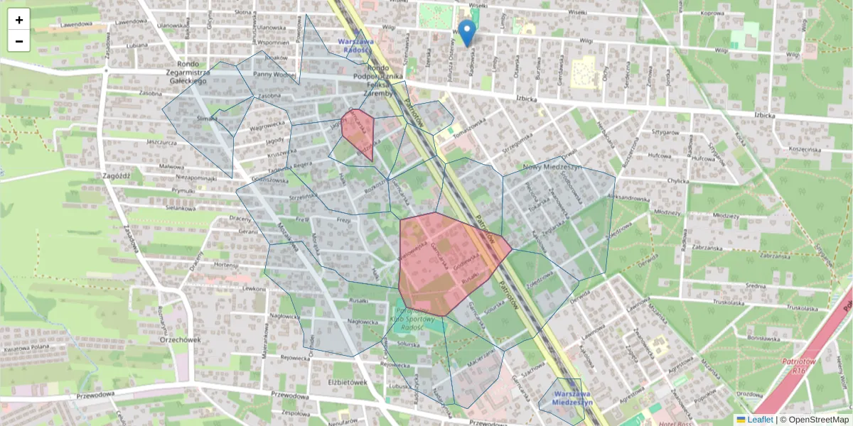 Szczegółowa mapa kodu pocztowego 04-886 z granicami, sąsiednimi kodami pocztowymi i urzędami pocztowymi