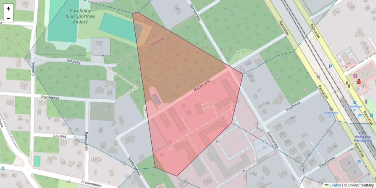 Szczegółowa mapa kodu pocztowego 04-893 z granicami, sąsiednimi kodami pocztowymi i urzędami pocztowymi