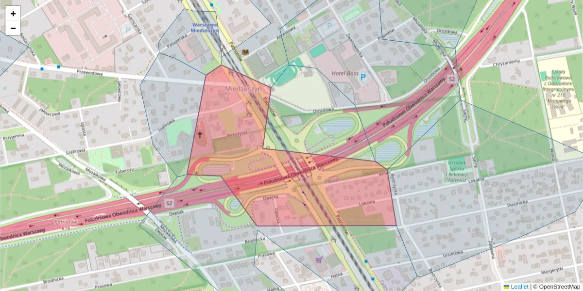 Szczegółowa mapa kodu pocztowego 04-950 z granicami, sąsiednimi kodami pocztowymi i urzędami pocztowymi