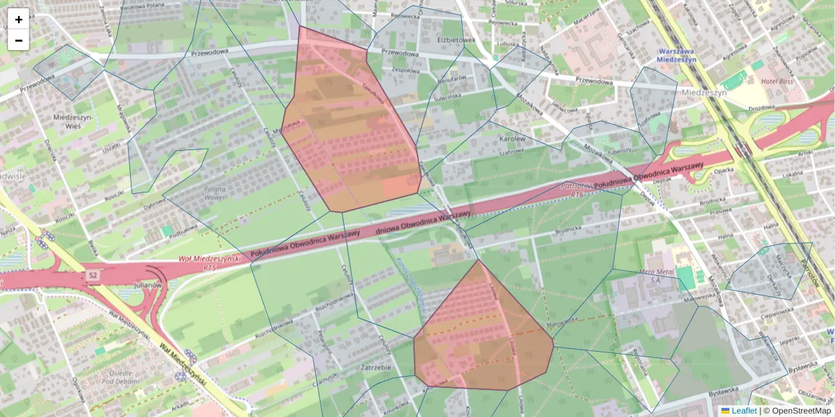 Szczegółowa mapa kodu pocztowego 04-953 z granicami, sąsiednimi kodami pocztowymi i urzędami pocztowymi
